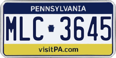 PA license plate MLC3645