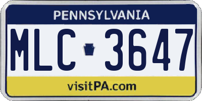 PA license plate MLC3647