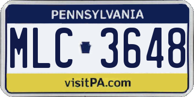 PA license plate MLC3648