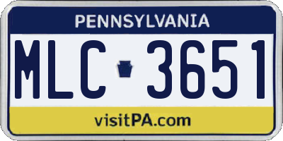 PA license plate MLC3651