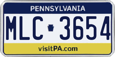 PA license plate MLC3654
