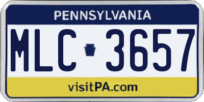PA license plate MLC3657