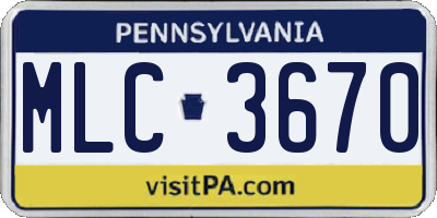PA license plate MLC3670