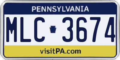 PA license plate MLC3674