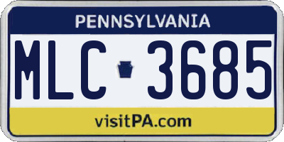 PA license plate MLC3685
