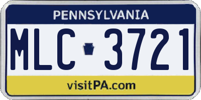 PA license plate MLC3721