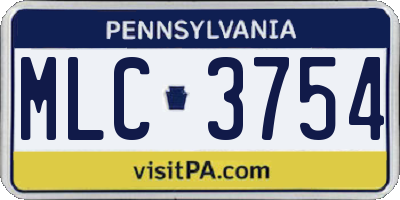 PA license plate MLC3754