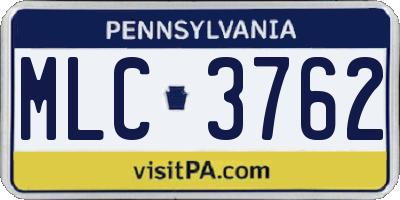 PA license plate MLC3762
