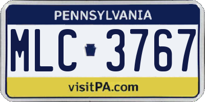 PA license plate MLC3767