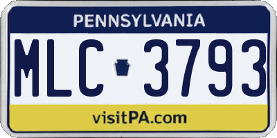 PA license plate MLC3793