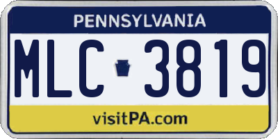 PA license plate MLC3819