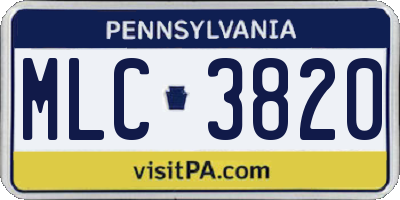 PA license plate MLC3820