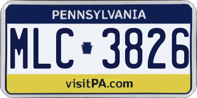 PA license plate MLC3826