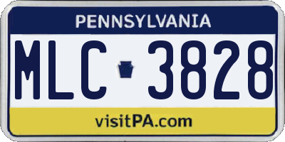 PA license plate MLC3828