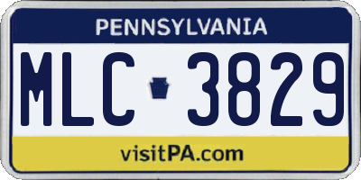 PA license plate MLC3829