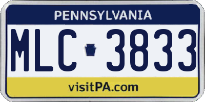 PA license plate MLC3833