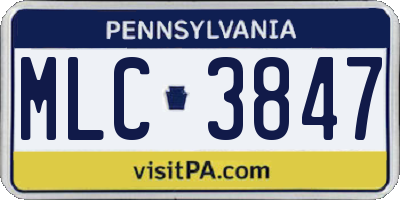 PA license plate MLC3847