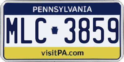 PA license plate MLC3859