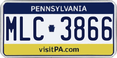 PA license plate MLC3866