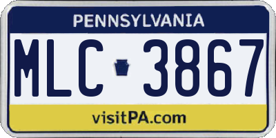 PA license plate MLC3867