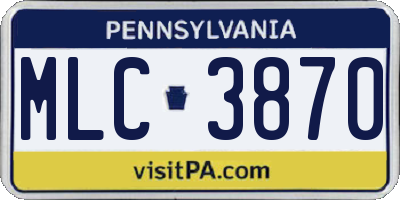 PA license plate MLC3870