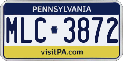 PA license plate MLC3872