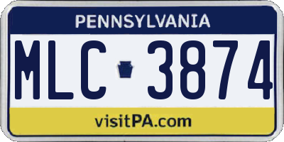 PA license plate MLC3874
