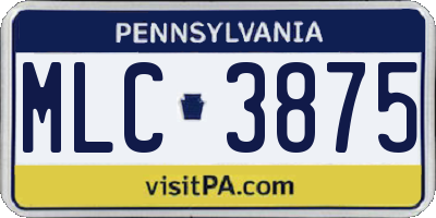 PA license plate MLC3875