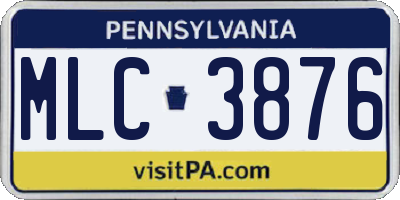 PA license plate MLC3876