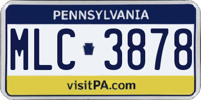 PA license plate MLC3878