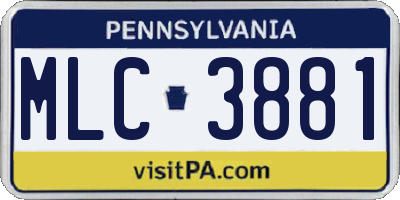 PA license plate MLC3881