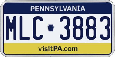 PA license plate MLC3883