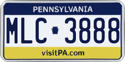 PA license plate MLC3888