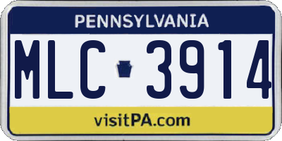 PA license plate MLC3914