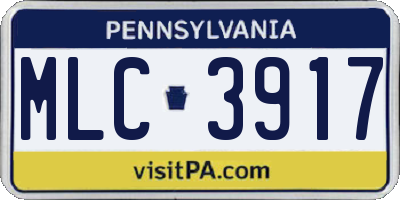 PA license plate MLC3917