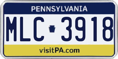 PA license plate MLC3918
