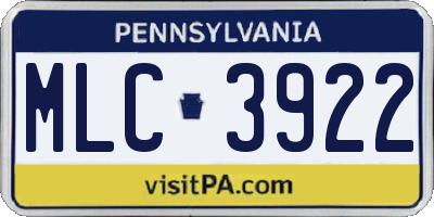 PA license plate MLC3922