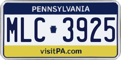 PA license plate MLC3925