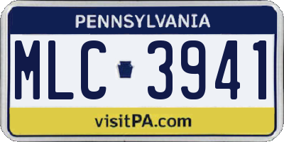 PA license plate MLC3941