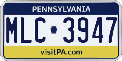 PA license plate MLC3947
