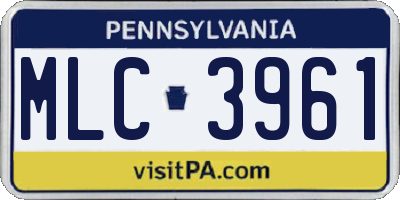 PA license plate MLC3961