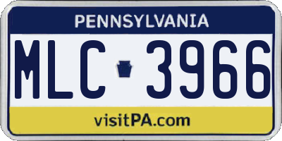 PA license plate MLC3966