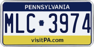 PA license plate MLC3974