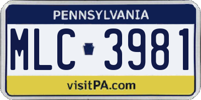 PA license plate MLC3981