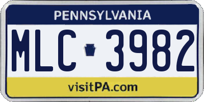 PA license plate MLC3982
