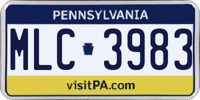 PA license plate MLC3983