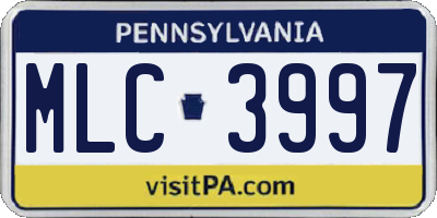 PA license plate MLC3997