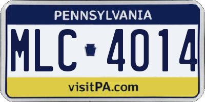 PA license plate MLC4014