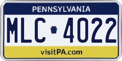 PA license plate MLC4022