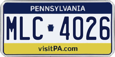 PA license plate MLC4026